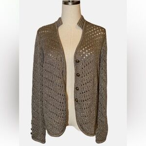 Chico’s‎ Florence Caridigan Sweater Vanity Size 1 Gold Woven Mature Office Wear